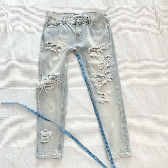 One Teaspoon Awesome Baggies Relaxed Distressed Tapered Rolled Jeans - Picture 10 of 16